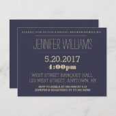 Elegante gouden marine bruidsdouche uitnodigingen (Voorkant / Achterkant)