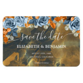 Elegante gouden marine en roest bruiloft opslaan v magneet (Horizontaal)