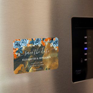 Elegante gouden marine en roest bruiloft opslaan v magneet