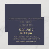 Elegante gouden marine repetitie diner uitnodiging (Voorkant / Achterkant)