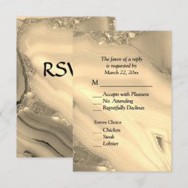 Elegante gouden marmer agaat RSVP met menukeuzes Kaartje