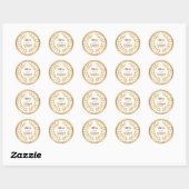 Elegante gouden marmer & krans gepersonaliseerde t ronde sticker (Vel)