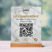 Elegante Gouden Marmer Moderne Zakelijke QR-code Acryl Bord (Neutraal)