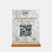 Elegante Gouden Marmer Moderne Zakelijke QR-code Acryl Bord (Voorkant)