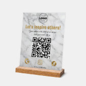 Elegante Gouden Marmer Moderne Zakelijke QR-code Acryl Bord (Hoek)