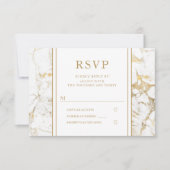 Elegante gouden marmeren bruiloft RSVP Kaart (Voorkant)