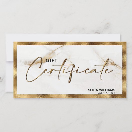 Elegante gouden marmeren cadeaubon (Voorkant)