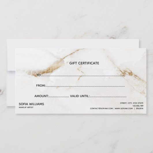 Elegante gouden marmeren cadeaubon (Achterkant)