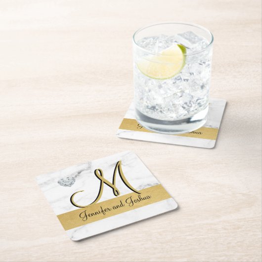 Elegante gouden marmeren huwelijkscadeau gunsten - kartonnen onderzetters (Insitu)