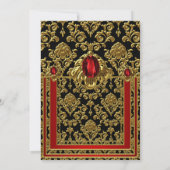 Elegante Gouden Marokkaanse Stijl Rode Edelsteen V Kaart (Achterkant)