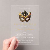 Elegante gouden maskerade feestverjaardag acryl uitnodigingen (Insitu (Draagbaar))