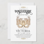 Elegante gouden maskerade feestverjaardag kaart (Voorkant)