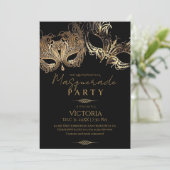 Elegante gouden maskerade feestverjaardag kaart (Staand voorkant)