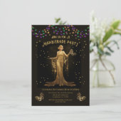Elegante gouden maskerade partij kaart (Staand voorkant)