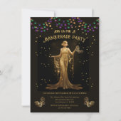 Elegante gouden maskerade partij kaart (Voorkant)
