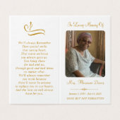 Elegante gouden Memorial Fotomap Gebed Kaart (Buitenkant ongevouwen)