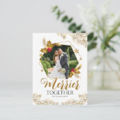 Elegante Gouden Merrière Samen Vrolijk Kerstfeest Feestdagenkaart (Staand voorkant)