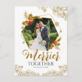 Elegante Gouden Merrière Samen Vrolijk Kerstfeest Feestdagenkaart (Voorkant)