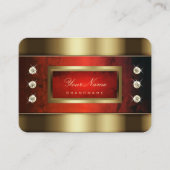 Elegante gouden met rood marmer en faux diamanten visitekaartje (Voorkant)