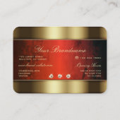 Elegante gouden met rood marmer en faux diamanten visitekaartje (Achterkant)