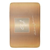 Elegante gouden metalen moderne script monogram na badmat (Voorkant Verticaal)