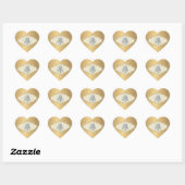 Elegante Gouden Metallic Marian Monogram Hart Sticker (Vel)