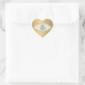 Elegante Gouden Metallic Marian Monogram Hart Sticker (Tas)