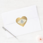 Elegante Gouden Metallic Marian Monogram Hart Sticker (Envelop)