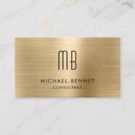 Elegante Gouden Metallic Monogram Adviseur Visitekaartje
