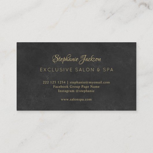 Elegante gouden metallic zwarte klassieker visitekaartje (Achterkant)