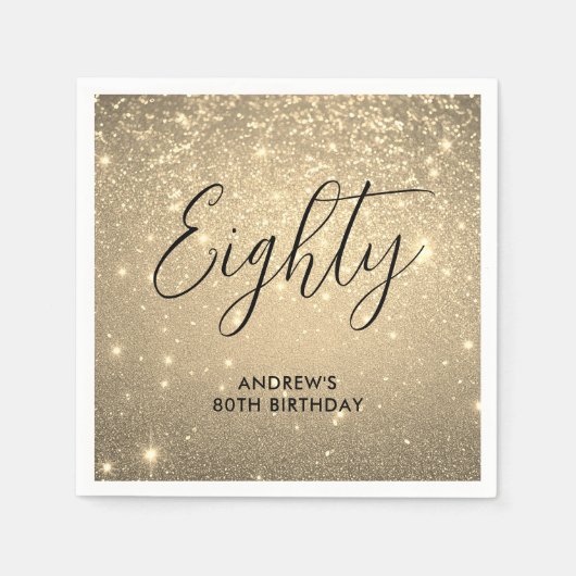 Elegante gouden mijlpaal verjaardag servet (Voorkant)