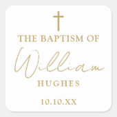 Elegante gouden minimalistische doop sticker (Voorkant)