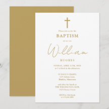 Elegante Gouden Minimalistische Doop Uitnodiging