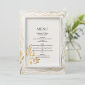 Elegante gouden minimalistische eucalyptus bruilof menu (Staand voorkant)