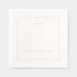 Elegante Gouden Minimalistische Initialen Folie Servetten