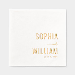 Elegante Gouden Minimalistische Namen Folie Servetten