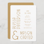 Elegante gouden moderne bruiloft save the date (Voorkant / Achterkant)