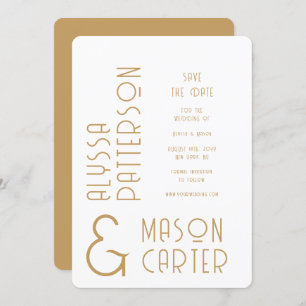 Elegante gouden moderne bruiloft save the date