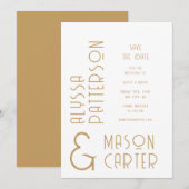 Elegante gouden moderne bruiloft save the date (Voorkant / Achterkant)