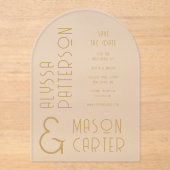Elegante gouden moderne bruiloft save the date acryl uitnodigingen (Voorkant)