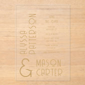 Elegante gouden moderne bruiloft save the date acryl uitnodigingen (Voorkant)