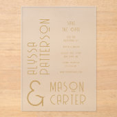 Elegante gouden moderne bruiloft save the date acryl uitnodigingen (Voorkant)