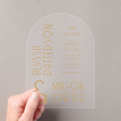 Elegante gouden moderne bruiloft save the date acryl uitnodigingen (Insitu (Draagbaar))