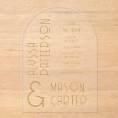 Elegante gouden moderne bruiloft save the date acryl uitnodigingen (Voorkant)