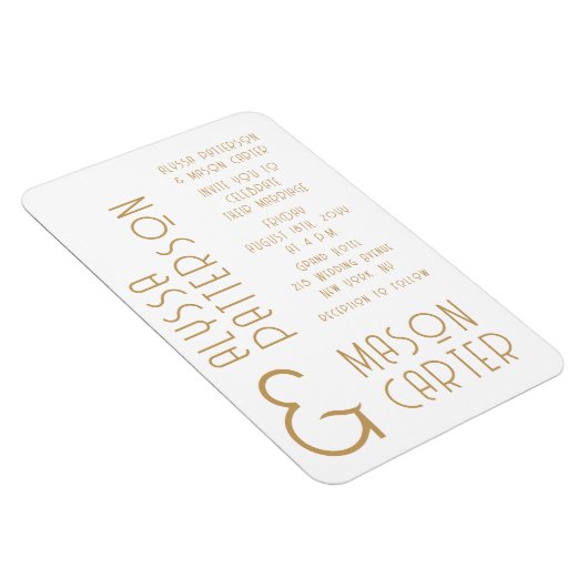 Elegante gouden moderne bruiloft save the date magneet (Rechterzijde)