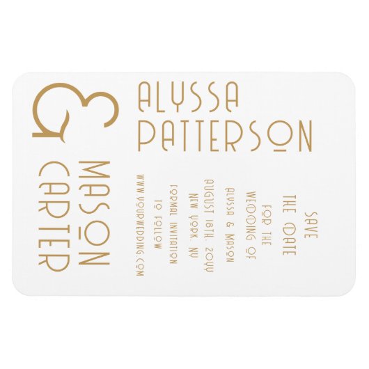 Elegante gouden moderne bruiloft save the date magneet (Horizontaal)