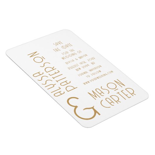 Elegante gouden moderne bruiloft save the date magneet (Rechterzijde)