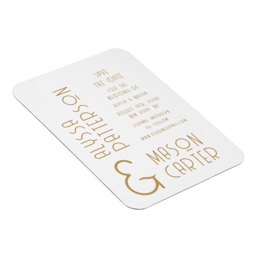 Elegante gouden moderne bruiloft save the date magneet (Rechterzijde)