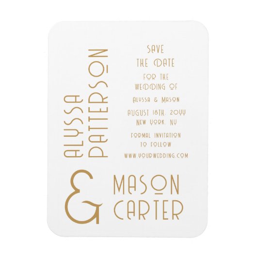 Elegante gouden moderne bruiloft save the date magneet (Verticaal)