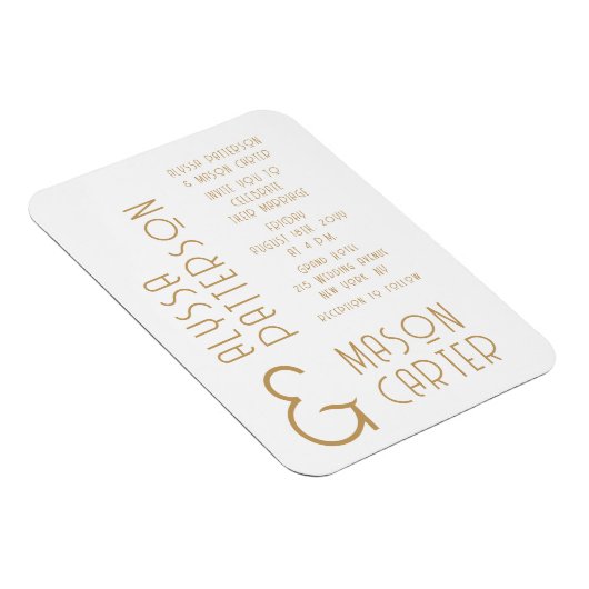 Elegante gouden moderne bruiloft save the date magneet (Rechterzijde)